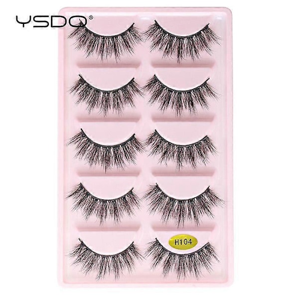 YSDO 5/10 Par Naturlige Lange 3D Mink Løse Øyevipper Sminke Myke Halve Vipper Håndlaget Combo 5parH104
