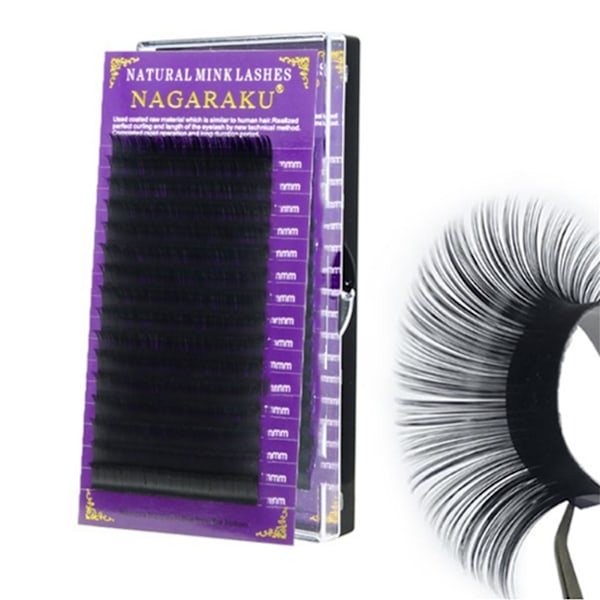16 rader ympade falska ögonfransar D Curl Blooming Flower Fluffy Soft Ympade artificiella ögonfransar Matt kol svart 0,07 0,51 tum