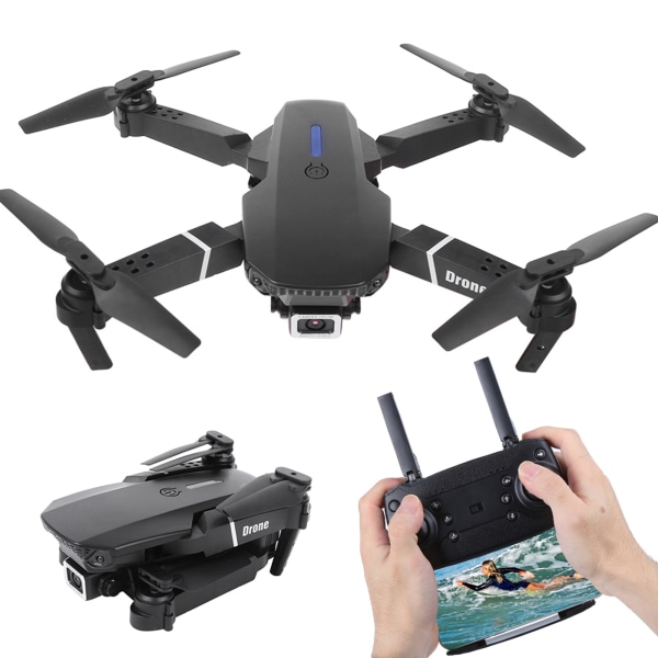 E525 WIFI FPV Drone Vidvinkel High Definition Kamera Folde Drone Quadcopter Sort 4K