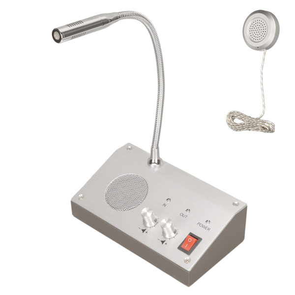 Fönsterhögtalarsystem Silver Dual Way Automatisk kontroll Pure Sound Intercom System för Bank 100‑240V EU-kontakt