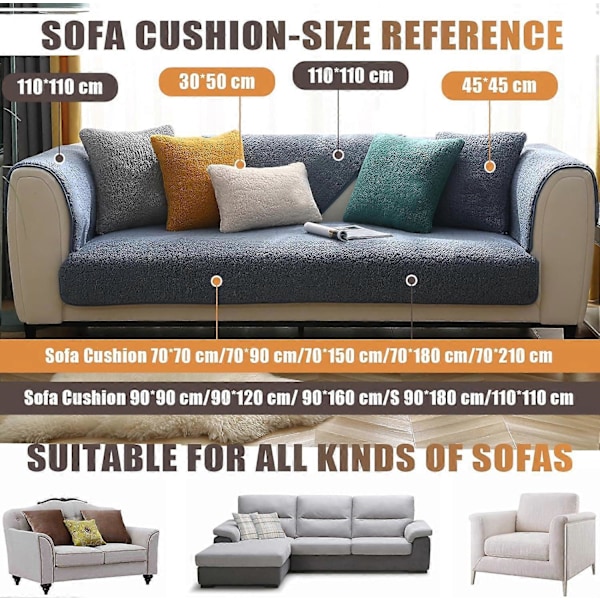 Premium Velour Sofabetræk, Skridsikre Sofabetræk, Elaborerede og Udsøgte Sofabetræk, Sofahyndebetræk til Soveværelse, Hotel og Kontor 90*70cm)