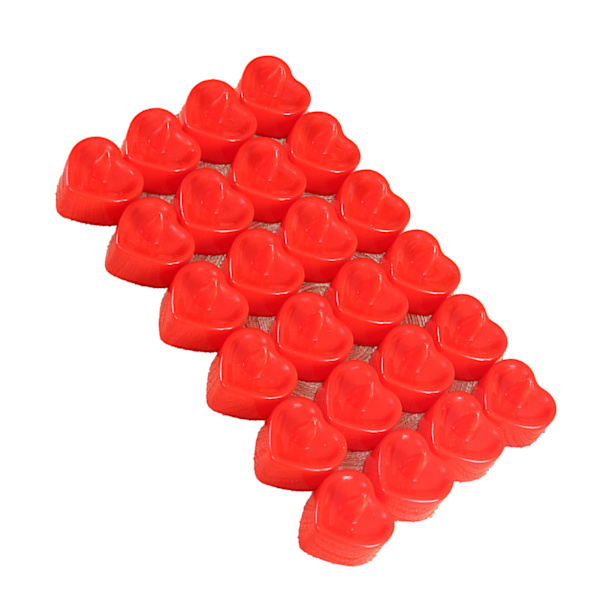 24 st kärleksformade LED-ljus i plast, fjärrkontrollerade, flamlösa och luktfria, för heminredning, röda