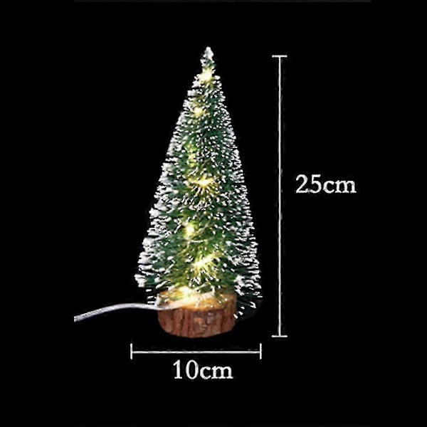 Mini Bord Luminous Kunstigt Juletræ Med LED Lamper Håndværksindretning Til Nytår Jul Bryllupsgave Til Barn Varmt Lys 25cm