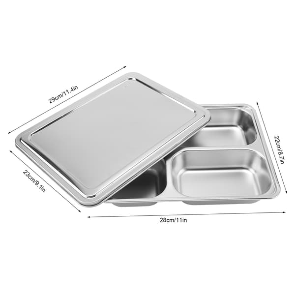 Matserveringsbrett i rustfritt stål Kantine Matboks med lokk (4 delt)