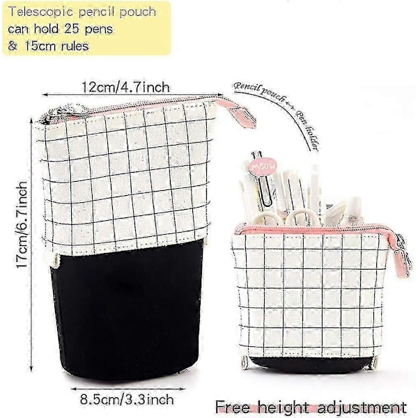 Transformer Ställ Butik Pennställ Canvas+pu Tecknad Söt Katt Teleskopisk Pennfodral Väska Skrivmaterial Pennfodral Låda Med Dragkedja