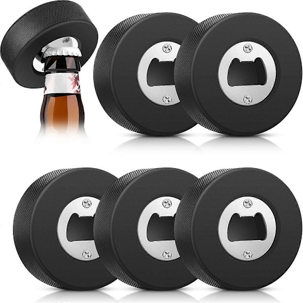 6 st Ishockeypuck Flasköppnare Ölflasköppnare