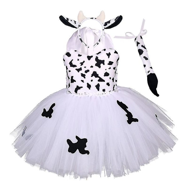 Lehmän Cosplay-asu tytöille, Tutu-mekko ja eläinpannan kanssa