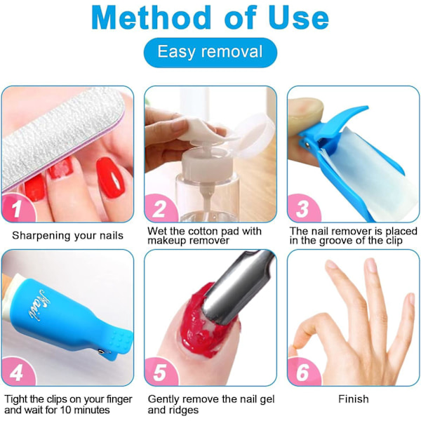Neglehætte, Neglelakfjerner Clips, 10 stk. Semipermanent Neglelak Clip, UV Semipermanent Negle Clip Værktøjshætte, til Neglekunst Gel Negle, Tilfældig Farve