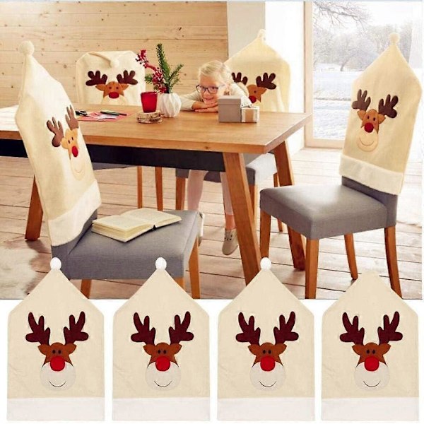4-pack, Renhatt Stolsöverdrag 50 x 60cm, Matsalsstolsöverdrag Juldekorationer Stolsryggskydd