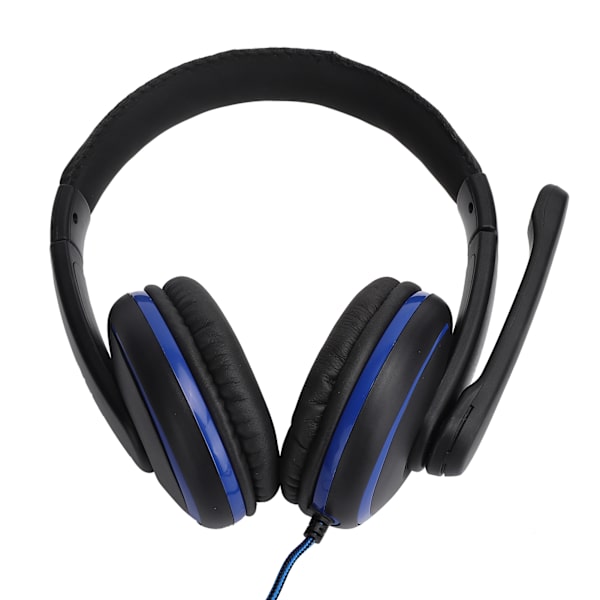 3,5 mm spelhörlurar med kabel för spel, headset med mikrofon för PS4, bärbar dator, mobiltelefon, svart + blå