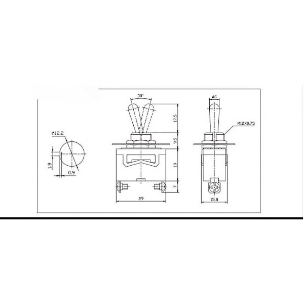 AC220V 20V PÅ/AV 2 Lägen 2 Stift Vippströmbrytare, för Bilinstrumentbräda (6-pack, Svart)