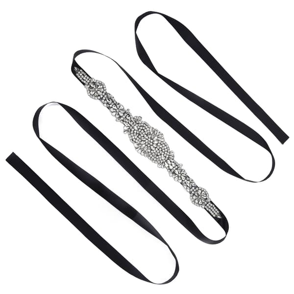 Rhinestone brudekjolebelte Elegant midjebelte Klestilbehør til brud brudepike Svart