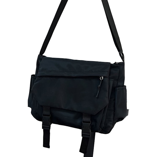 Messenger Bag for Men Women Flap Over Messenger Bag Nylon Lightweight Casual Shoulder Messenger Bag Large Capacity Black