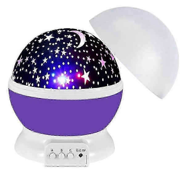 Fantasy Stjernenat Lampe Projektor Stjernehimmel Månelampe Soveværelse Atmosfære Lys Lilla