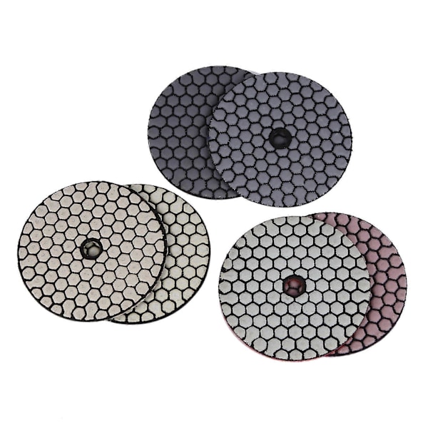 6 stk. 100 mm tørre 4-tommers diamantpoleringsputer for stein