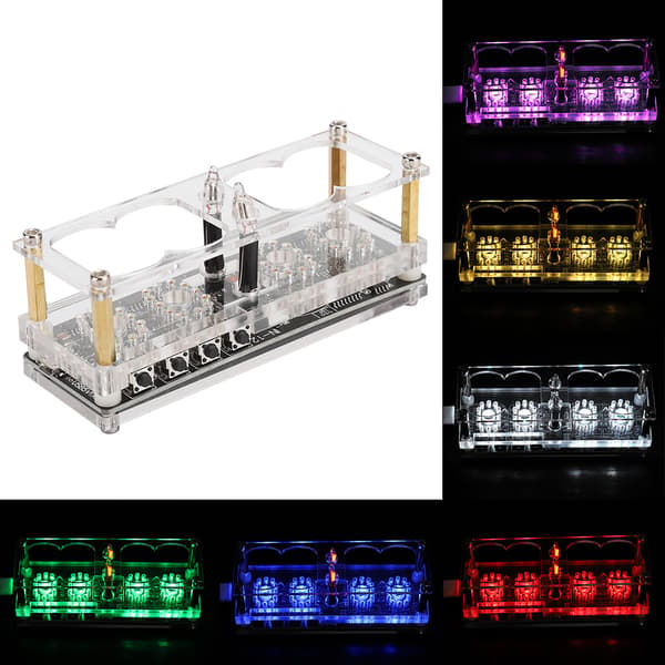 IN‑12 LED-rörklocka 4‑bitars sjufärgad RGB LED digital Nixie-klocka IN‑12B