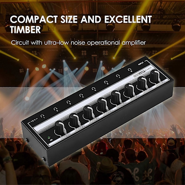 Ha800 Hovedtelefonforstærker Audio Amp. Ultrakompakt 8-kanals Mini Audio Stereo Mikrofonforstærker. Med Strømadapter UK-stik