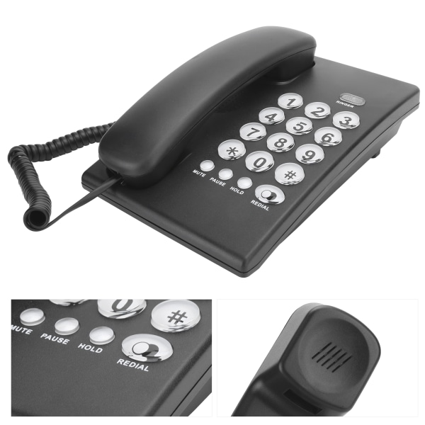 KXT504 Bærbar familievirksomhed Kontor Fast fastnet blitzfunktion Telefon ABS Sort