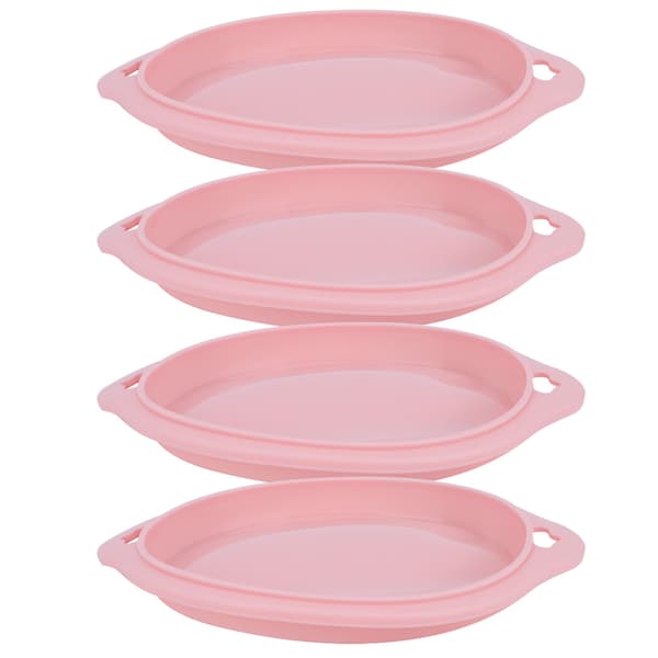 4 STK Silikon Lagdelt Kakeform Rund Brødform Kakebrettform Nonstick Bakeverktøy (Rosa S)