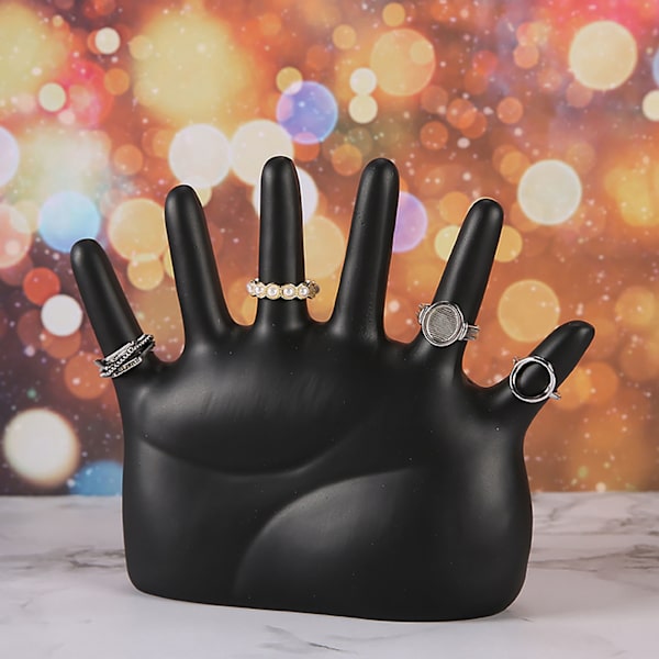 Ringhållare för hand, blekningsbeständig, utsökt handgjord smyckesdisplay för armband, klockor, svart