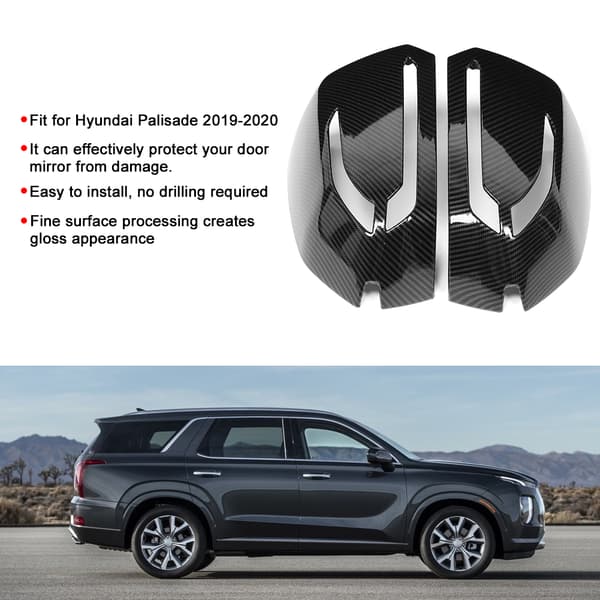 2 stk. bakspejlsdæksel, hus, passer til Hyundai Palisade 2019-2020 kulfibertekstur