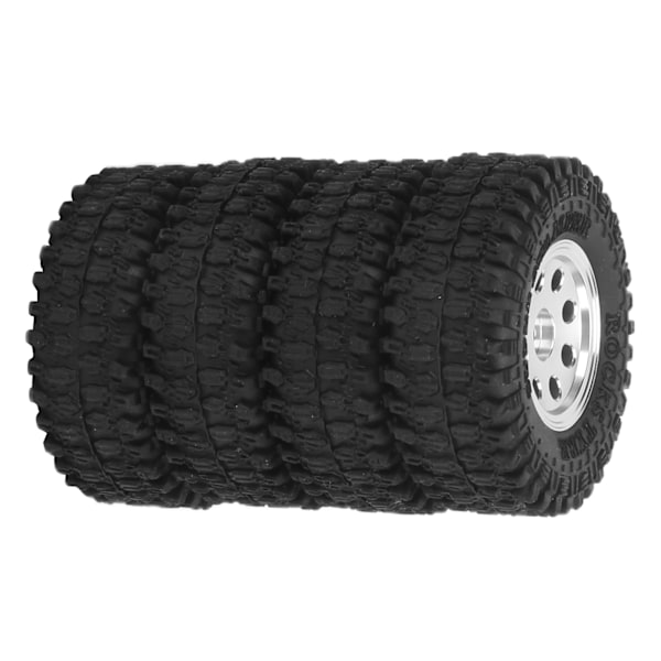 4 stk. Microbildekk i gummi 1/24 Beadlock RC klatredekk for Axial SCX24 AXI00002 sølv