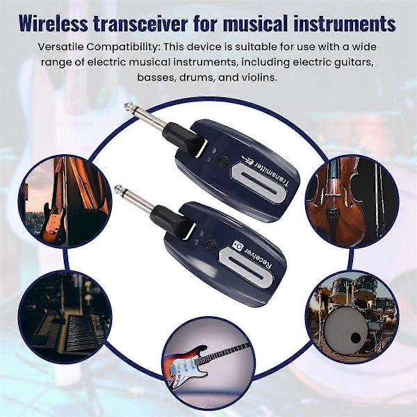 Trådlöst gitarrsystem USB Uppladdningsbar Gitarrsändare Mottagare, A