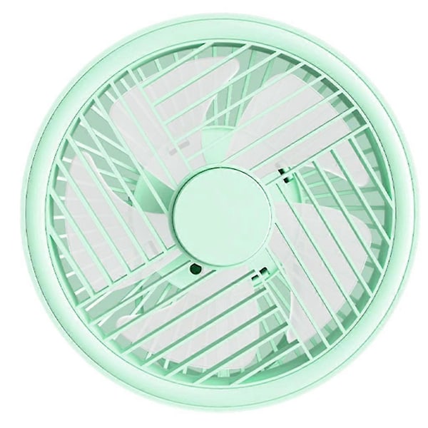 Camping Ventilator Med LED Lys USB Loftventilator Hængeventilator, Grøn