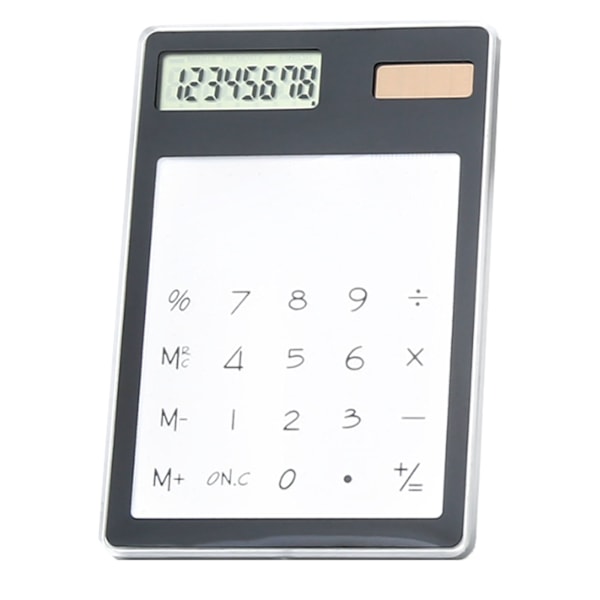 Solar Powered Lommeregner Touch Screen 8-cifret LCD Display Bærbar Transparent Lommeregner til Office School Home Sort