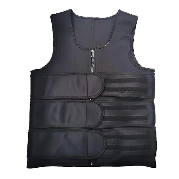 Kropsformerende Talje-træner Sauna Vest til Mænd - Dobbelt Bælte Abdomen Slankende Fitness 2XL Sort
