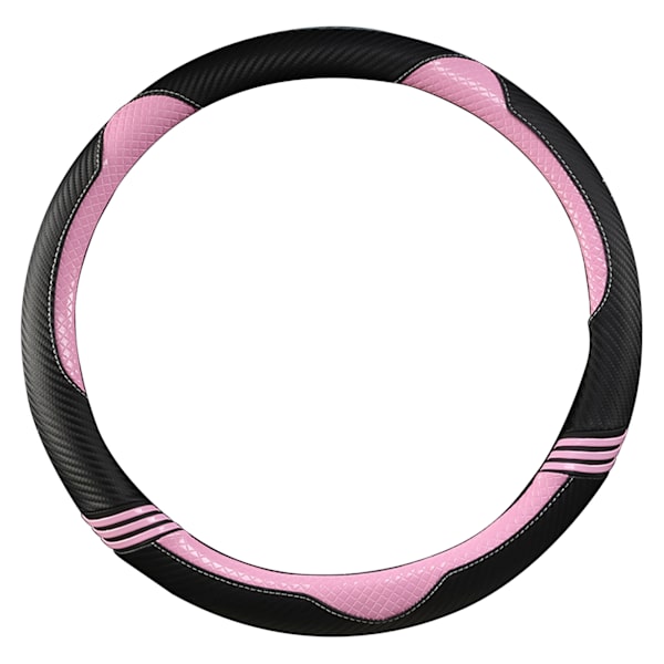 Automatisk rattöverdrag halkfritt kolfiberläder bilskyddsskydd svart rosa
