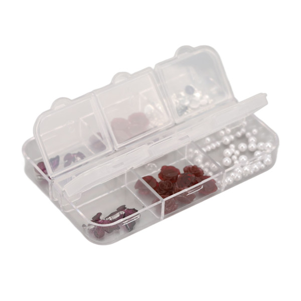 Mörkröd Butterfly Nail Charms Glittrande 3D-blomma Portable Nail Charms med 6 Grid förvaringsbox