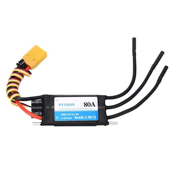 80A RC Boat ESC Waterproof Black Multi Protections RC Electric Speed Controller for Replacement