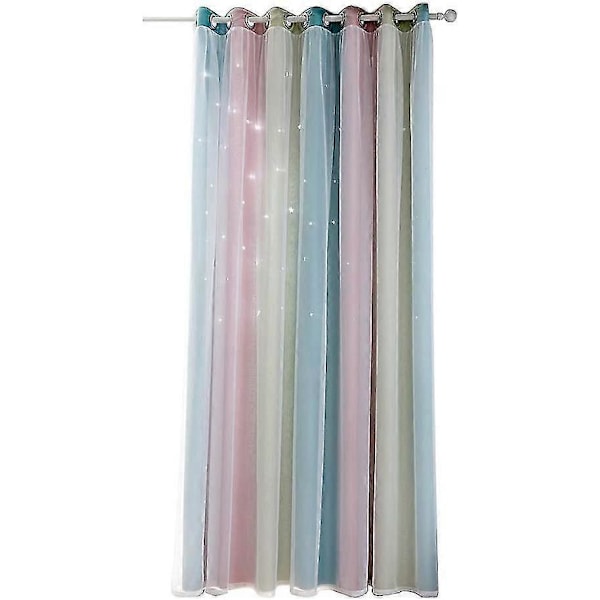 Termisk isolerte blendingsgardiner med stjerner 100% polyester, for stue, soverom, barnerom, rosa, 1 stk. L 134cm* H 240cm