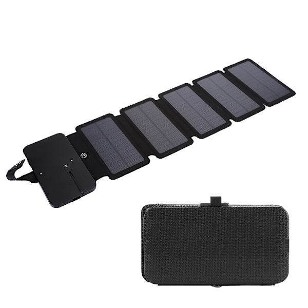 Utendørs sammenleggbar USB solcellepanel mobilbank smarttelefon strømforsyning lader svart svart