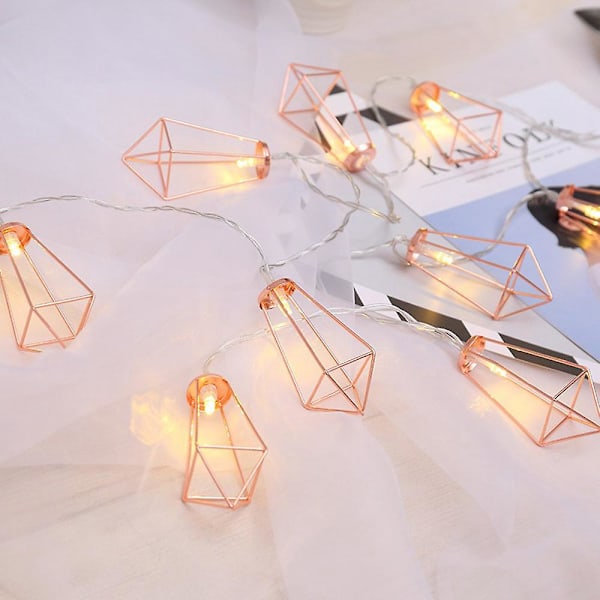 Twinkle Star 10 LED Geometriske Lyslenker Batteridrevet Varmt Hvit Roségull Dekor for Innendørs Bryllup Fester Soverom