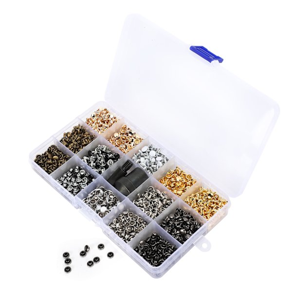 Dobbeltsidede runde nitter studs hardware tilbehør med håndpresseværktøj til DIY læderhåndværk taske tegnebøger