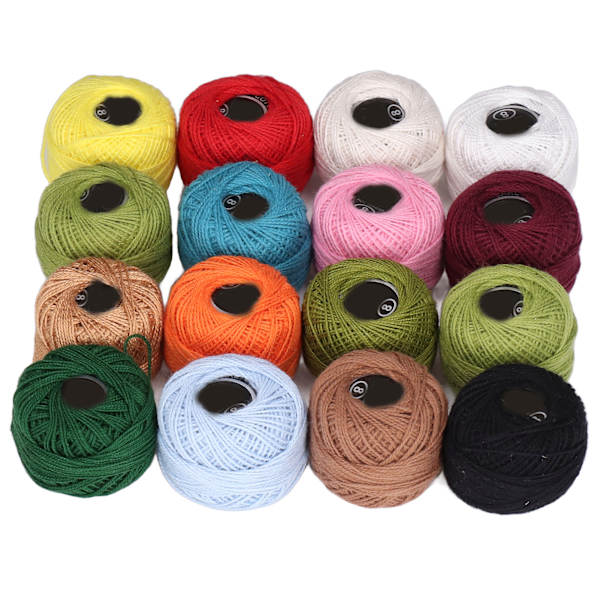 16 st Crochettråd Robust Hållbar Rik Ljus Färg Hög Glans Bred Applikation Crochet Bomull