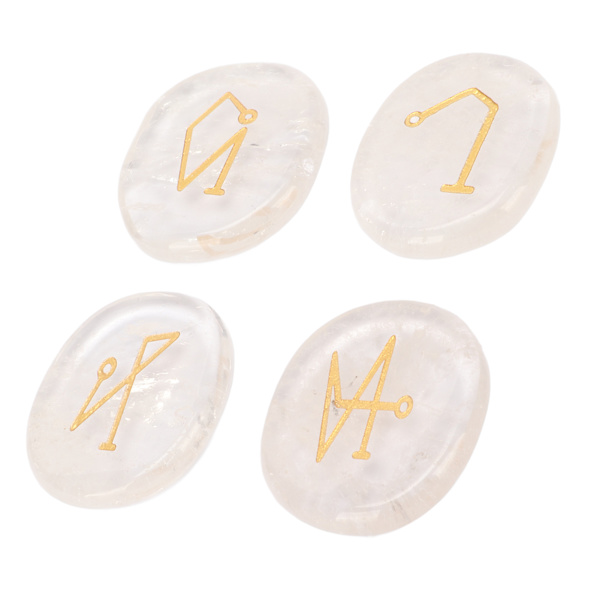 Rune Stones Portable Healing Crystal Chakra Stones Häxa Rune Stone för Reiki Balans Meditation Vit