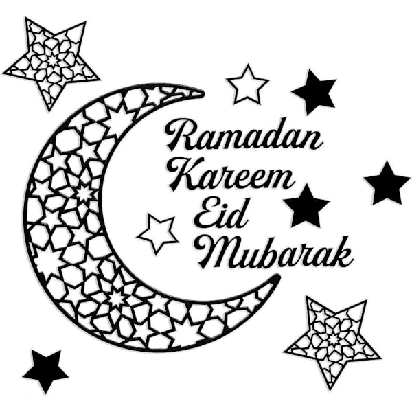 Ramadan-koristeet 2024, 3D DIY Eid Mubarak itseliimautuvat seinätarrat taidekoriste, Ramadan Kareem kuu tähti akryyliseinätarrat