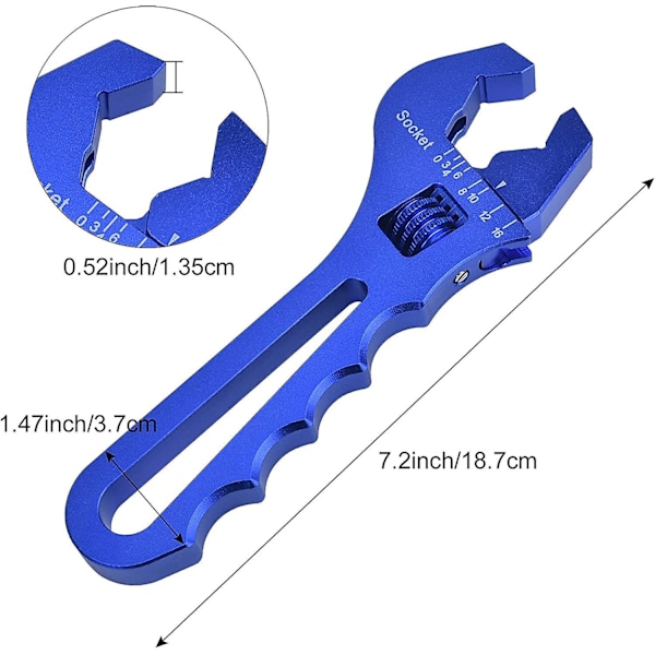 Blå Letvægts Justerbar Nøgle Spændebånd til 3AN-16AN Slangetilslutningsadapter