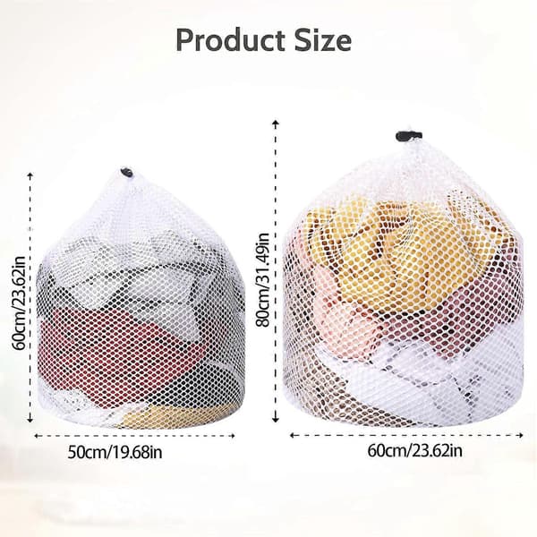 2 Stykker Vaskepose med Snøring, Mesh Vaskepose for Vaskemaskin, Mesh Vaskepose (20x24/24x32 tommer)