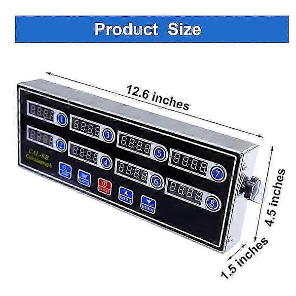 Kommerciel 8-kanals digitalt køkkentimer, rustfrit stål Calculagraph timer med alarm, ur-B16