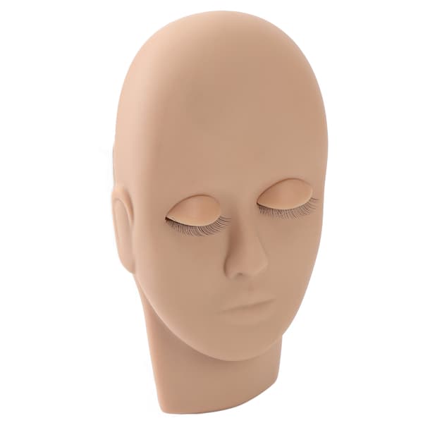 Vipper Mannequin Hode Gjenbrukbar Myk Berøring Gummi Erstattede Øyelokk Mannequin Hode for Vippeextensions Øvelse Lys Brun