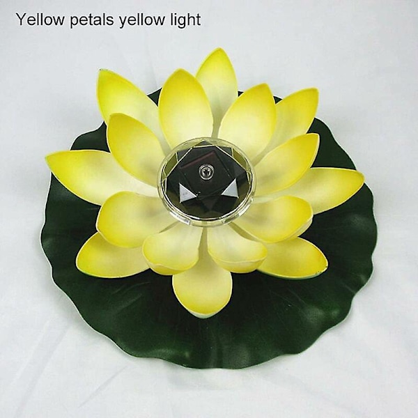 Flydende Lotus Solcellelampe Lotusblomst LED Solcellelampe 28X8cm gul