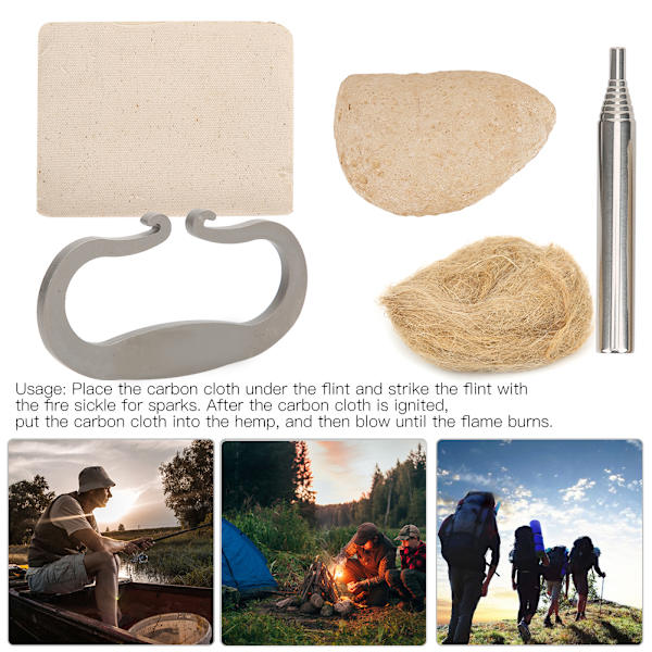 High Carbon Steel Fire Striker Flint Stone Fire Starter Outdoor Survival Tools Set