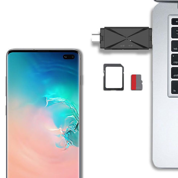 Minneskortläsare Typ C OTG 5-i-1 USB 2.0-kortadapter Multifunktion för mobiltelefon (svart 2.0)