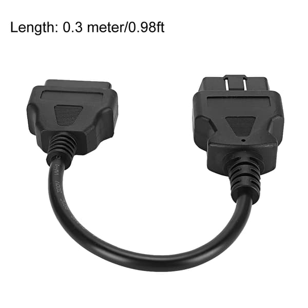 OBD 16Pin 0,3 m/0,98 ft han til hun forlængerkabel diagnostisk adapterstik