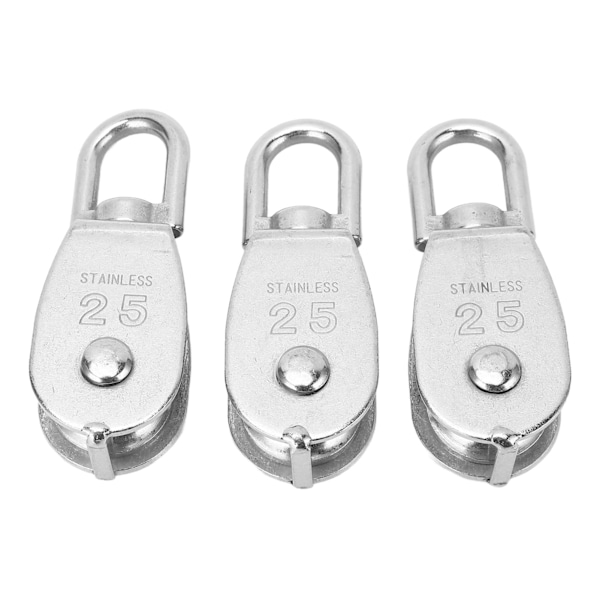 3 st Enkla Remskivor Block 150KG 330LB Lager U-formad 360 Graders Rotation Rostfritt Stål Remskiva Rulle