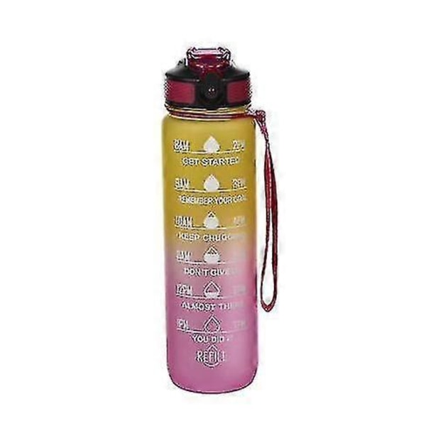 Lekkasjesikker 900ml Sportsdrikkeflaske med Tidsskala - Treningsflaske GulOgLilla